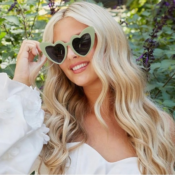 Accessories - Heart Sunglasses in Sage Green